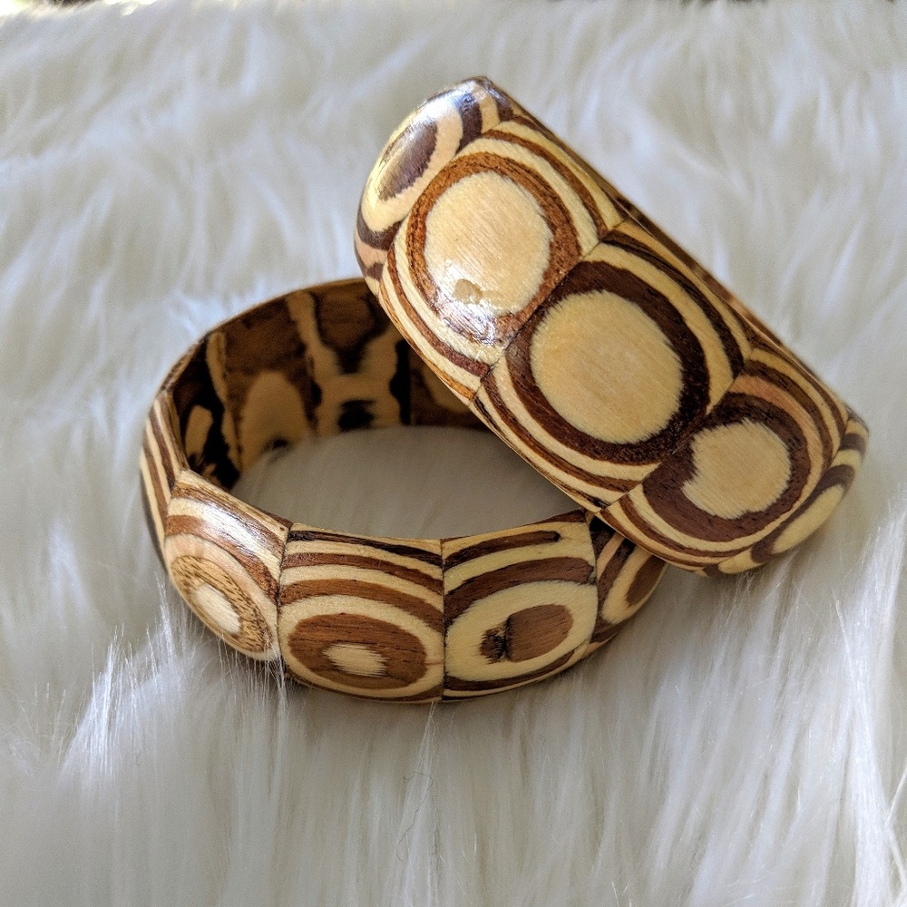 Vintage Chunky Wooden Bangles
